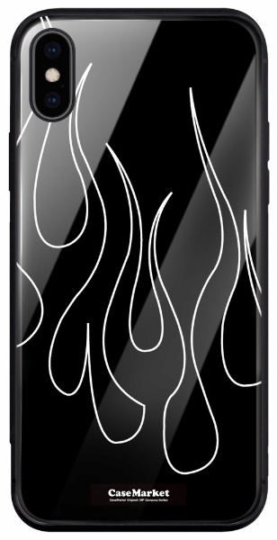 CaseMarket 背面強化ガラス 背面ケース apple iPhone 11 Pro (iPhone11Pro) ブラック ラインアート  フレアパターン HOT ROD 2047 iPhone11Pro-BCM2G2047-78
