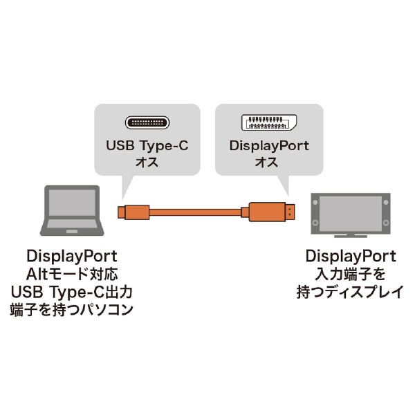 サンワサプライTypeC-DisplayPort変換ケーブル （双方向）3m