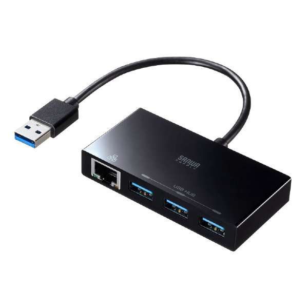 LAN変換アダプタ [USB-A オス→メス LAN /USB-Ax3] 1Gbps対応 ブラック USB-3H322BK サンワサプライ