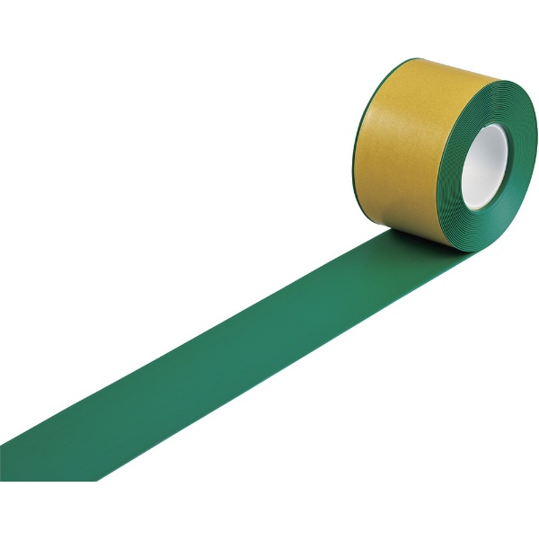 緑十字 高耐久ラインテープ 白 100mm幅×10m 両端テーパー構造 屋内用