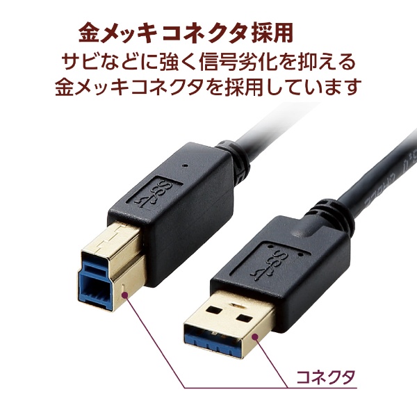 USB3.0ケーブル A-Bタイプ AV売場用 1.5m ブラック DH-AB3N15BK