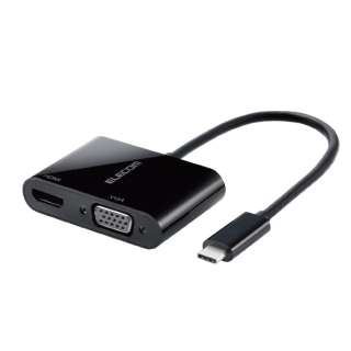 ［USB-C オス→メス HDMI / VGA］変換アダプタ Windows11/Mac/ChromeOS/iPadOS対応 ブラック AD-CHDMIVGABK