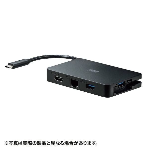 ［USB-C オス→メス HDMI / LAN / USB-Aｘ2/ USB-C］ 変換アダプタ ブラック AD-ALCMH60L [USB  Power Delivery対応]