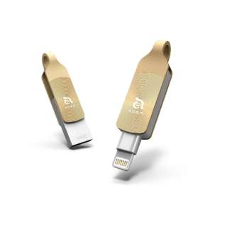 USBメモリ iKlips DUO+ ゴールド ADRAD64GKLDPGAJ [64GB /USB TypeA＋Lightning /USB3.1 /回転式]