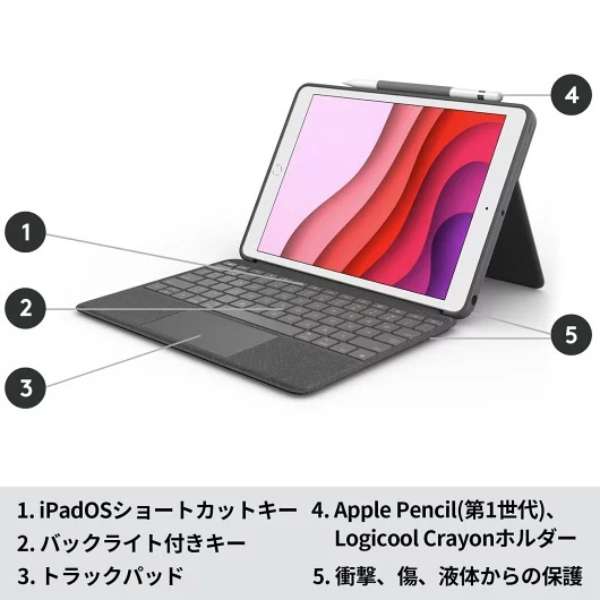 附带供10.2英寸iPad(第7/8/9代)使用的触控板的键盘包COMBO TOUCH石墨iK1057BKA_9