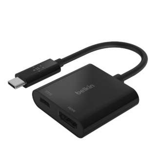 映像変換アダプタ [USB-C オス→メス HDMI /USB-Cメス給電 /USB Power Delivery対応 /60W] 4K対応(Mac/Windows) ブラック AVC002btBK