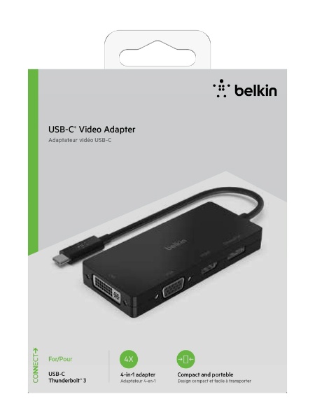 ［USB-C オス→メス HDMI / DisplayPort / VGA / DVI］映像変換アダプタ ブラック AVC003btBK