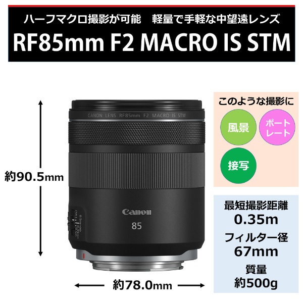 カメラレンズ RF85mm F2 マクロ IS STM [キヤノンRF /単焦点レンズ
