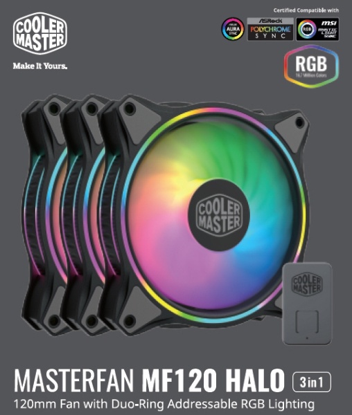 ե120mm / 1800RPMϡܥȥ顼 MasterFan MF120 Halo 3 in 1 ֥å MFL-B2DN-183PA-R1