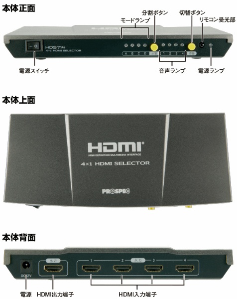 ビックカメラ.com - ４分割表示機能搭載　ＨＤＭＩセレクター　プロスペック PROSPEC HDS714