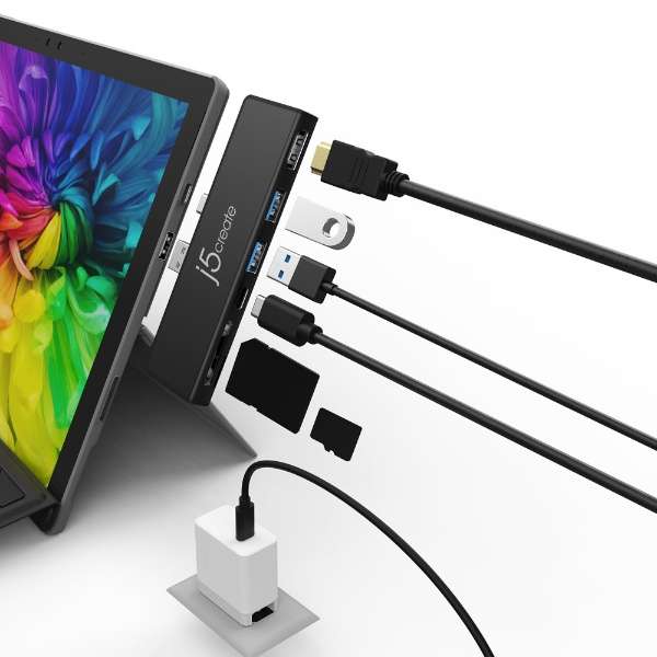 Surface Pro 7pmUSB-C / USB-A IXX J[hXbg2 / HDMI / USB-A2 / USB-CnhbLOXe[V ubN JCD324B_5