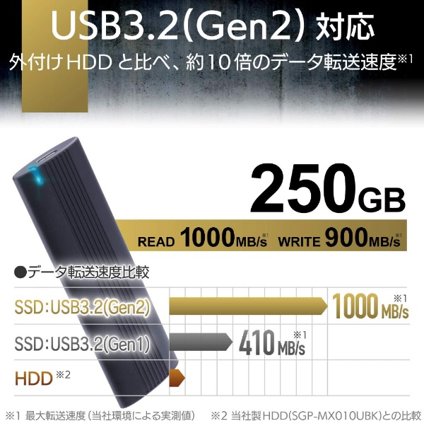 ESD-EH0250GBK 外付けSSD USB-C＋USB-A接続 PS5/PS4対応(Chrome/iPadOS