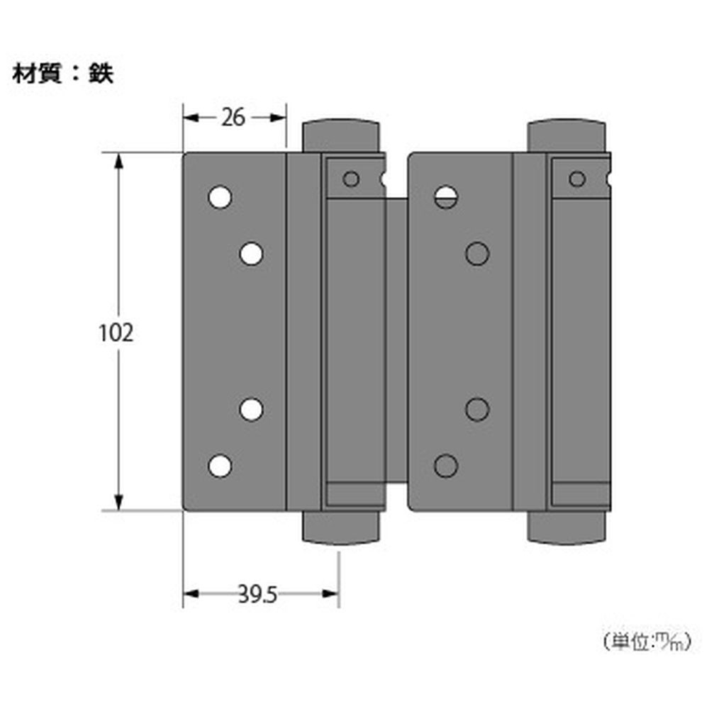 PEN黒塗り自由丁番（両開）102mm 1組入 00017543-001