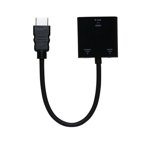 映像変換アダプタ [HDMI オス→メス VGA] micro USBメス給電 /φ3.5mm