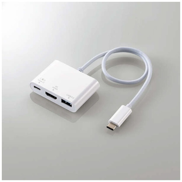 映像変換アダプタ [USB-C オス→メス HDMI /USB-A＋USB-Cメス給電 /USB ...