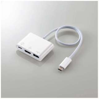 映像変換アダプタ [USB-C オス→メス HDMI /USB-A＋USB-Cメス給電 /USB Power Delivery対応 /60W] 4K(iPadOS/Mac/Windows11対応) ホワイト DST-C13WH