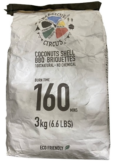 ǳ 䥷 㥳 BARBECUE CIRCUS COCONUTS SHELL BBQ BRIQUETTES BURN TIME 160Mins(3kg:6.6LBS) 100% NATURAL-NO CHEMICAL