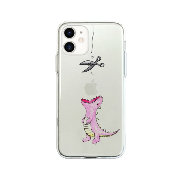  iPhone 12 mini 5.4インチ対応 ソフトクリアケース はらぺこザウルス ピンク