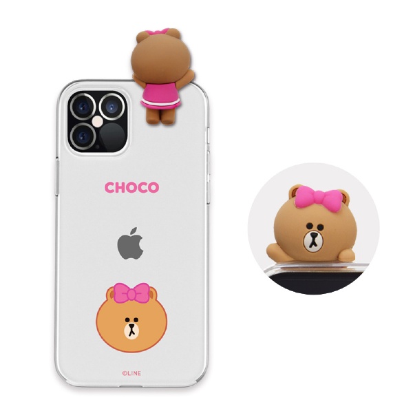 iPhone 12/12 Pro 6.1C`ΉFigure BASIC CLEAR SOFT FACE CHOCO