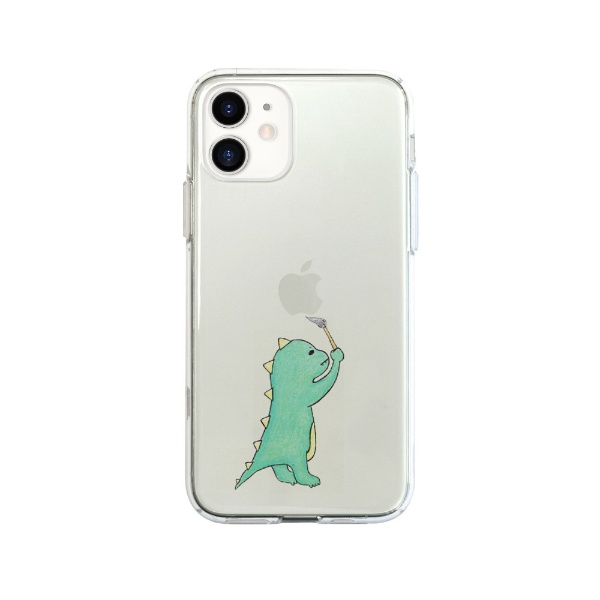 iPhone 12 SEAL限定商品 Pro 6.1インチ対応 贈呈 グリーン ソフトクリアケース お絵かきザウルス
