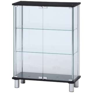 3段玻璃陈列柜的宽大的黑色(高95cm)