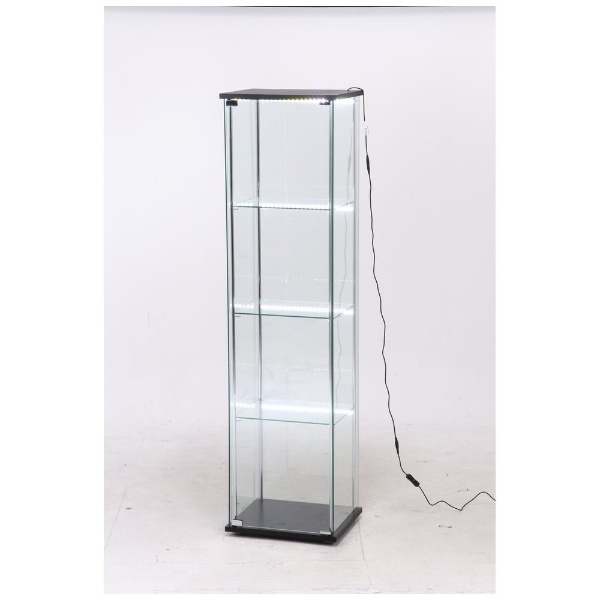 ガラスコレクションケース 4段 LED ブラック（高さ162cm） 不二貿易 