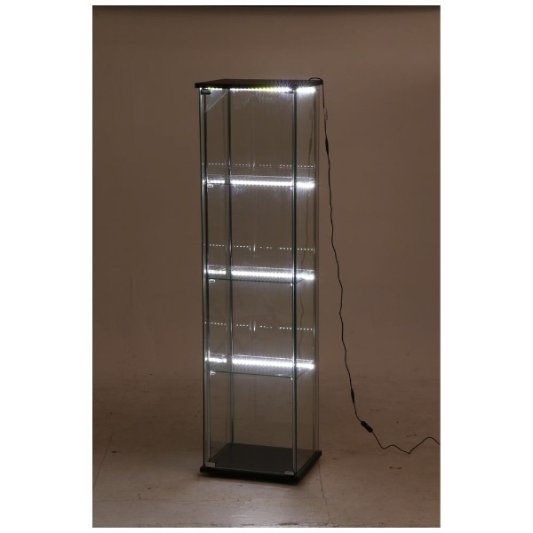 ガラスコレクションケース 4段 LED ブラック（高さ162cm）