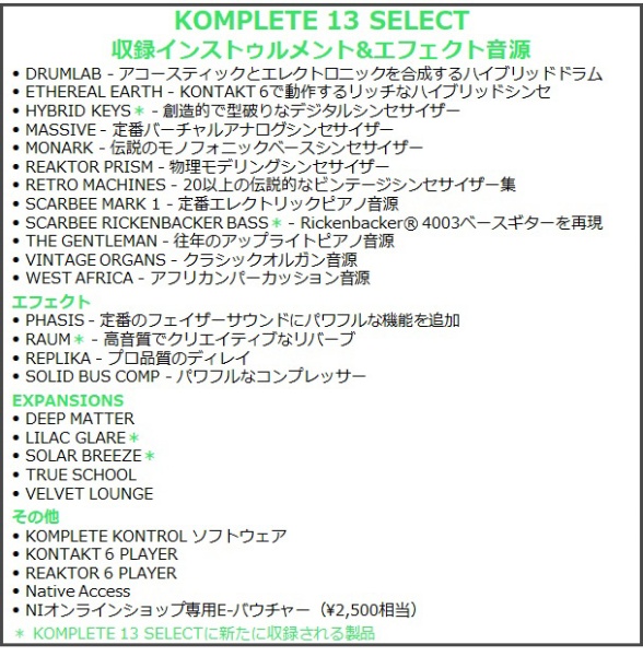 KOMPLETE 13 SELECT(プラグインソフト)