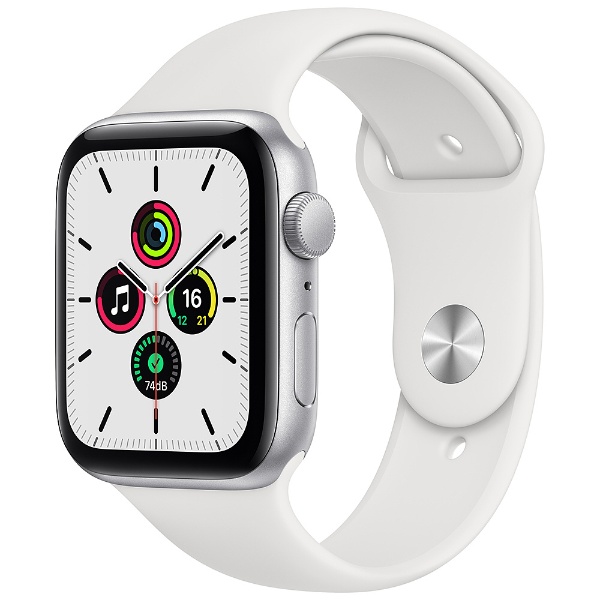 Apple Watch SE（GPSモデル）- 44mmシルバーアルミニウムケースとホワイトスポーツバンド - レギュラー シルバーアルミニウム  MYDQ2J/A （第1世代）