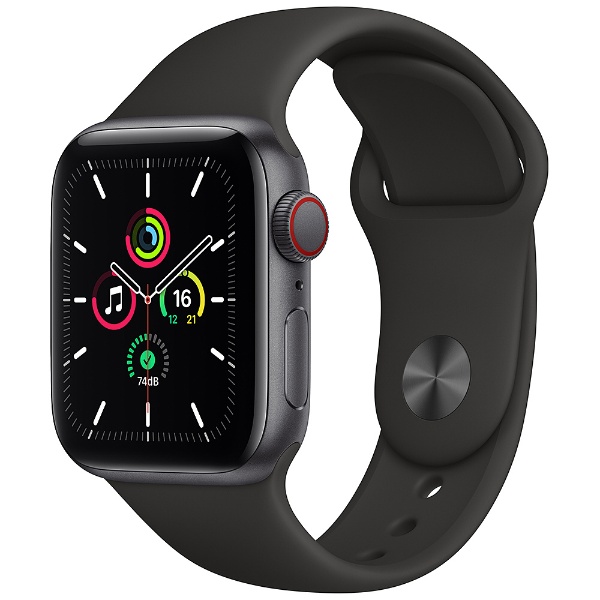 Apple Watch SE（GPS + Cellularモデル）- 40mmスペースグレイアルミニウムケースとブラックスポーツバンド - レギュラー  スペースグレイアルミニウム MYEK2J/A （第1世代）