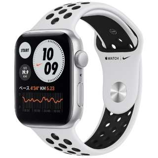 Apple Watch Nike ＳＥ(ＧＰＳ型号)-44mm银铝包和纯的白铂/黑色Nike运动带-常规银铝MYYH2J/A(第1代)