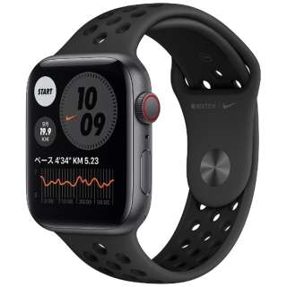 Apple Watch Nike SE（GPS + Cellularモデル）- 44mmスペースグレイアルミニウムケースとアンスラサイト/ブラックNikeスポーツバンド - レギュラー スペースグレイアルミニウム MG0A3J/A 【磁気充電-USB-Aケーブル同梱モデル】