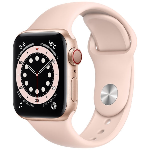 Apple Watch Series 6（GPS + Cellularモデル）- 40mmゴールドアルミニウムケースとピンクサンドスポーツバンド -  レギュラー ゴールドアルミニウム M06N3J/A