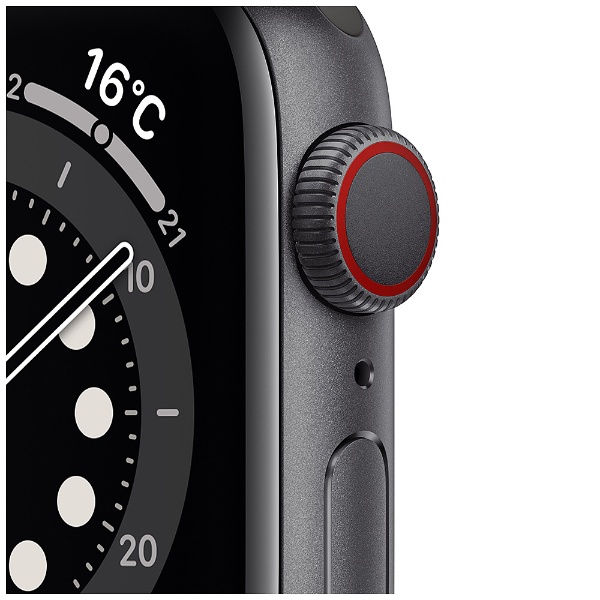 Apple Watch Series 6（GPS + Cellularモデル）- 40mmスペースグレイアルミニウムケースとブラックスポーツバンド -  レギュラー スペースグレイアルミニウム M06P3J/A