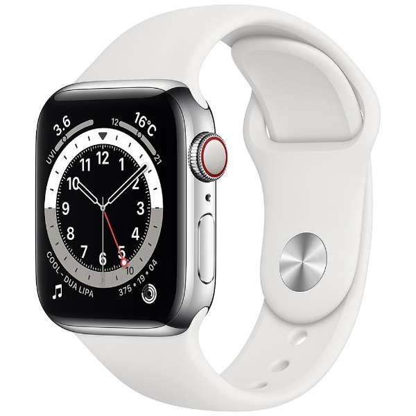 Apple Watch Series 6（GPS + Cellularモデル） 40mm  シルバーステンレススチールケースとホワイトスポーツバンド[レギュラー] M06T3J/A