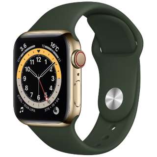 Apple Watch Series 6（GPS + Cellularモデル）- 40mmゴールドステンレススチールケースとキプロスグリーンスポーツバンド - レギュラー ゴールドステンレススチール M06V3J/A