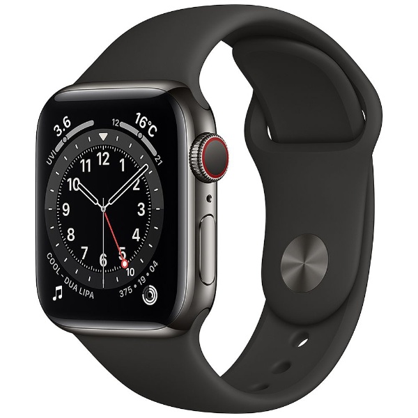Apple Watch Series 6（GPS + Cellularモデル） 40mm  グラファイトステンレススチールケースとブラックスポーツバンド[レギュラー] M06X3J/A