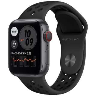 Apple Watch Nike Series 6（GPS + Cellularモデル）- 40mmスペースグレイアルミニウムケースとアンスラサイト/ブラックNikeスポーツバンド - レギュラー スペースグレイアルミニウム M07E3J/A