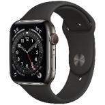 Apple Watch Series 6(ＧＰＳ+Cellular型号)44mm石墨不锈钢包和黑色运动带[常规]M09H3J/A