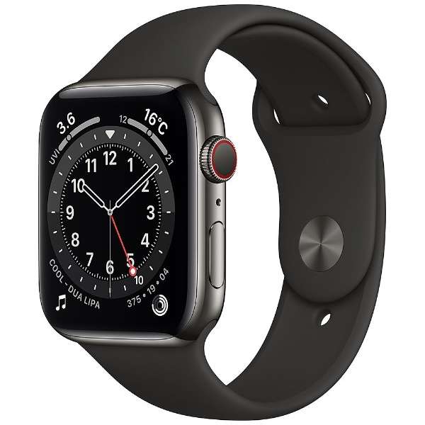 Apple Watch Series 6(ＧＰＳ+Cellular型号)44mm石墨不锈钢包和黑色运动带[常规]M09H3J/A_1