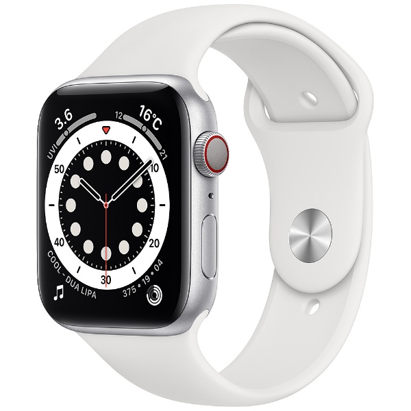 Apple Watch Series 6（GPS + Cellularモデル）- 44mmシルバーアルミニウムケースとホワイトスポーツバンド -  レギュラー シルバーアルミニウム MG2C3J/A