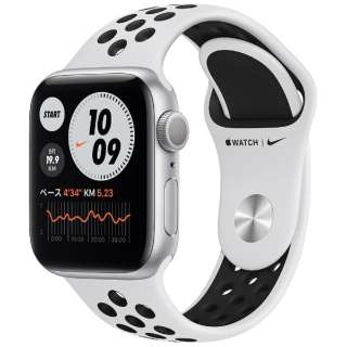 Apple Watch Nike Series 6（GPSモデル）- 40mmシルバーアルミニウムケースとピュアプラチナム/ブラックNikeスポーツバンド - レギュラー シルバーアルミニウム M00T3J/A