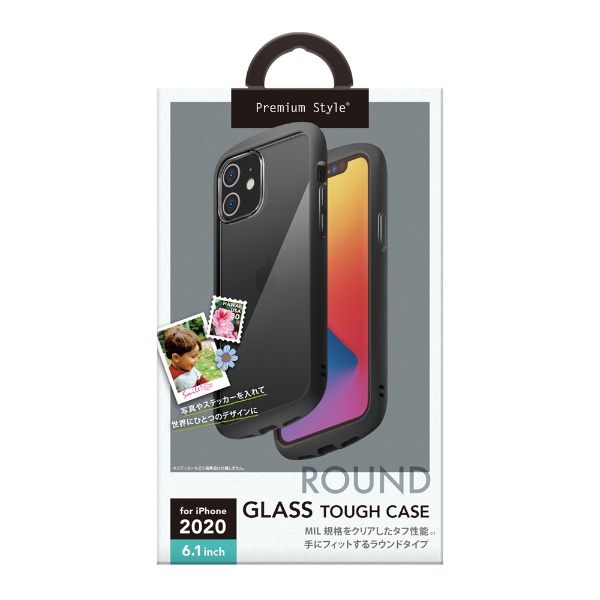  iPhone 12/12 Pro 6.1インチ対応ガラスタフケース ラウンドタイプ ブラック Premium Style ブラック PG-20GGT01BK