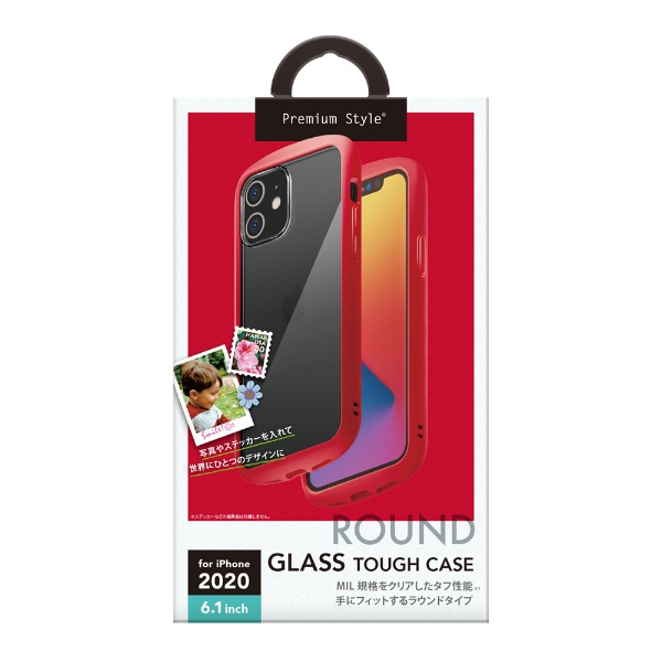  iPhone 12/12 Pro 6.1インチ対応ガラスタフケース ラウンドタイプ レッド Premium Style レッド PG-20GGT02RD