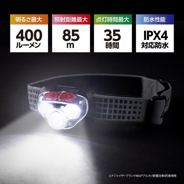 エナジャイザー ヴィジョンＨＤ＋ ヘッドライト 400lm HDD323 [LED /単4乾電池×3 /防水] エナジャイザー｜Energizer  通販 | ビックカメラ.com