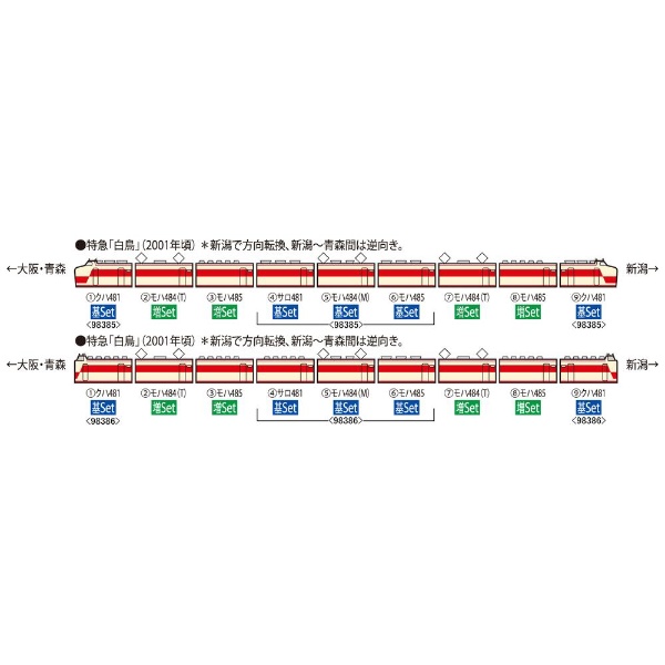 【Nゲージ】98387 JR 485系特急電車（京都総合運転所・白鳥）増結セット（4両） TOMIX