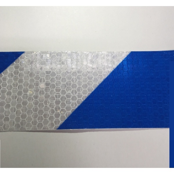 セーフラン(SAFERUN) 高輝度反射テープ 青 白 50mmx50m 厚さ0.35mm カプセル構造高輝度反射タイプ PVC - 1