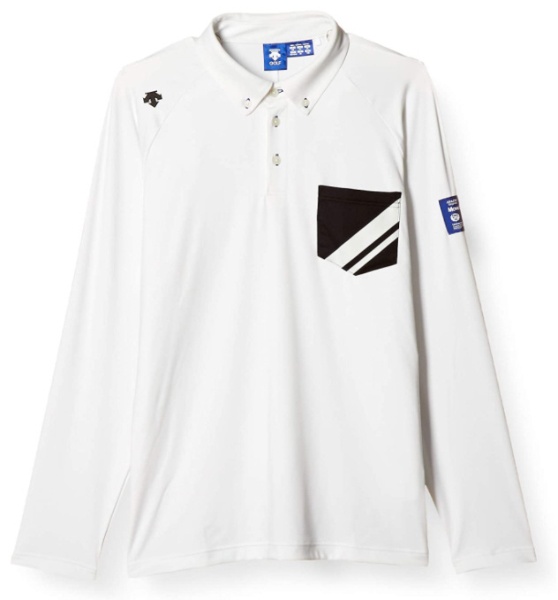 メンズ ゴルフ 長袖 ポロシャツ(Oサイズ/ホワイト)DGMQJB13 デサント 
