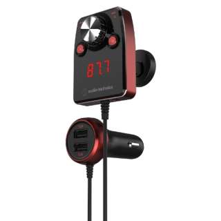 Bluetooth搭載FMトランスミッター カーFMトランスミッター レッド AT-FMR5BTRD