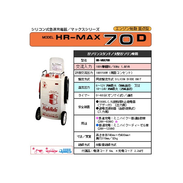 ビックカメラ.com - HR-MAX70D バッテリー充電器　100V単相50／60Hz 1.4KVA